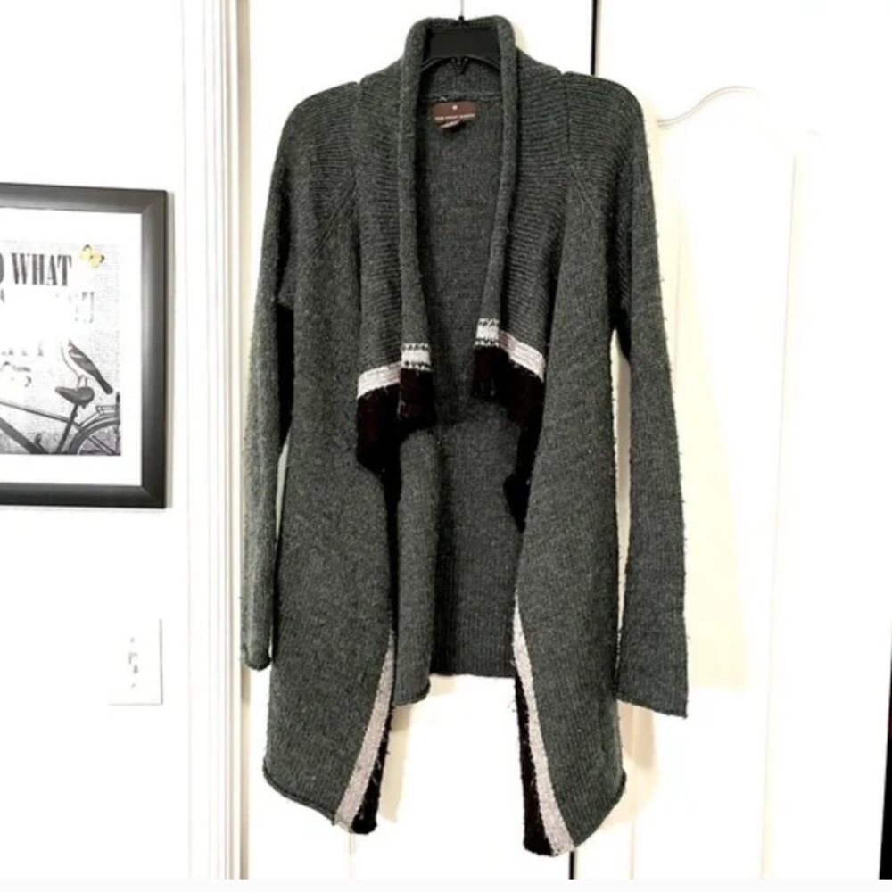 Gray Open Front Cardigan Sweater